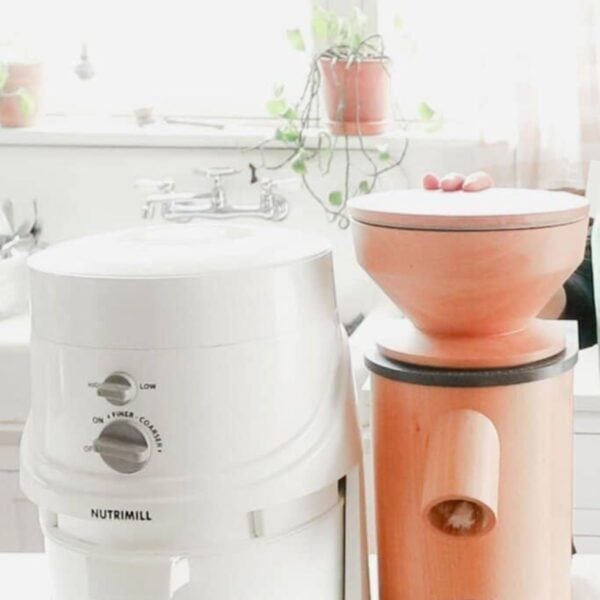 A nutrimill and mockmill on a kitchen counter top.