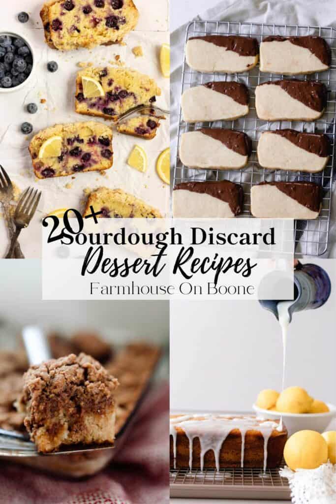 4 pictures of sourdough discard desserts
