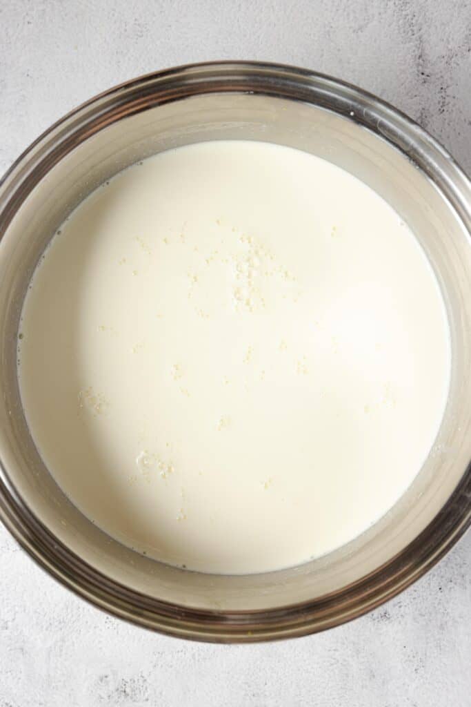 milk in a pot.