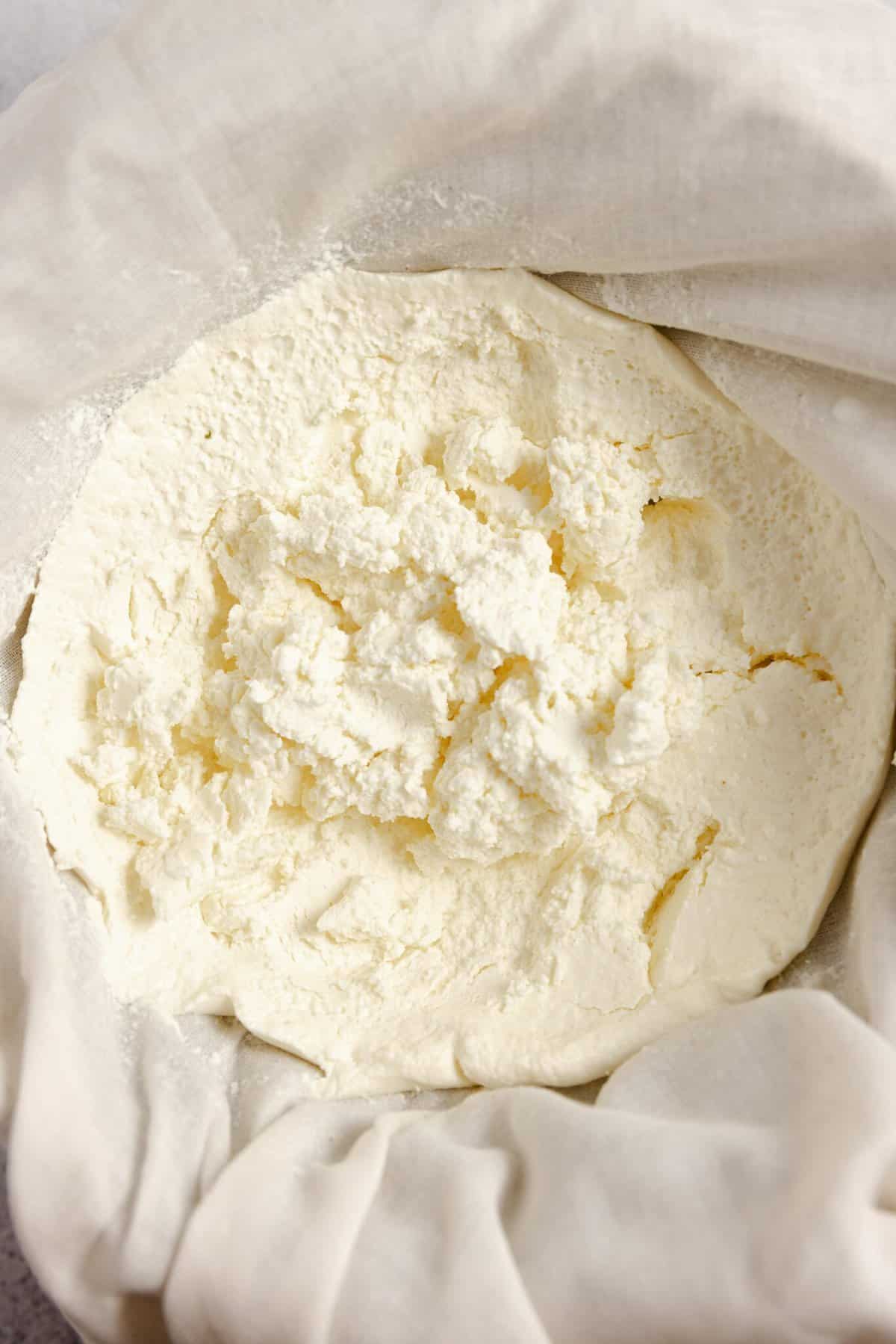 ricotta staining through cheese cloth.