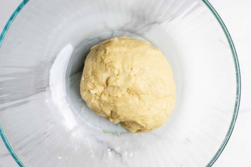 cookie dough in a glass bowl