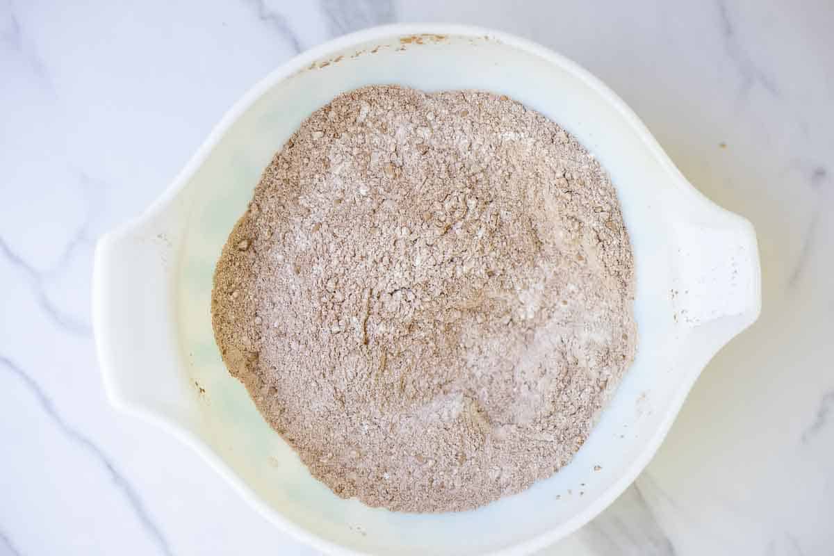 dry ingredients in a white bowl