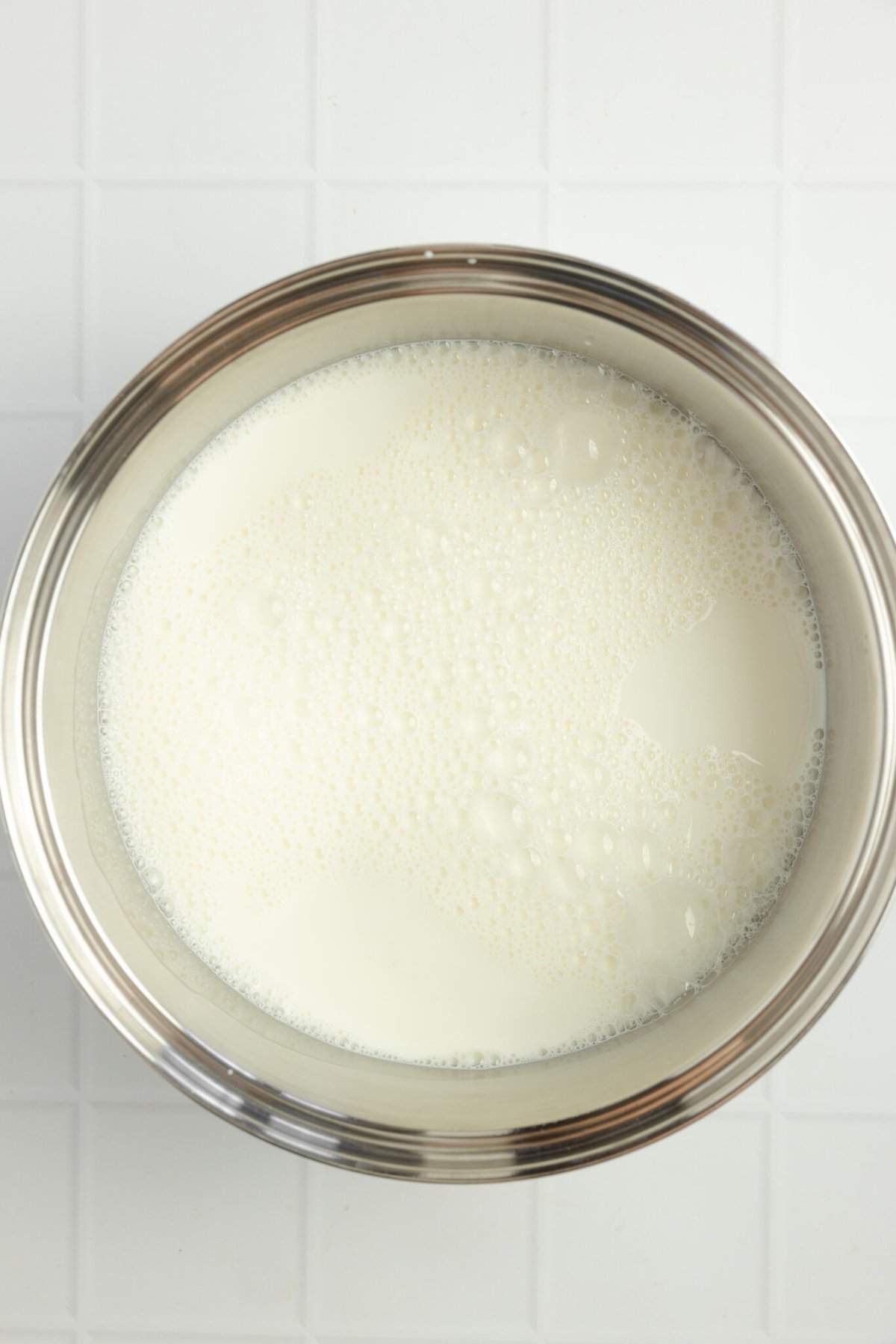 Milk in a pot.