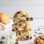Three scones stacked on top of each other.