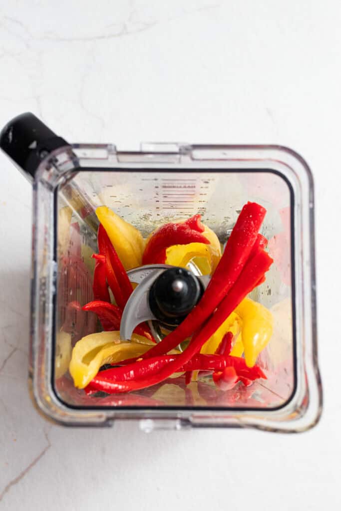Fermented peppers in a blender.