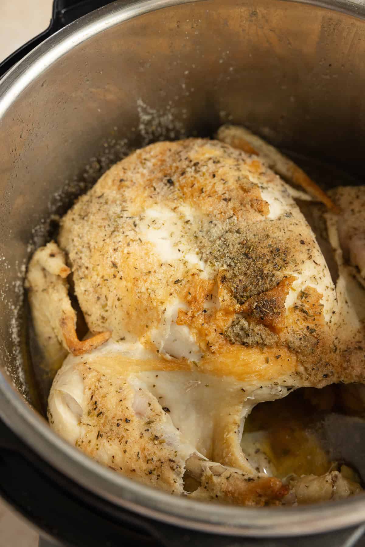 Chicken in a pot.