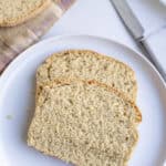 two slices of kamut bread on a plate.