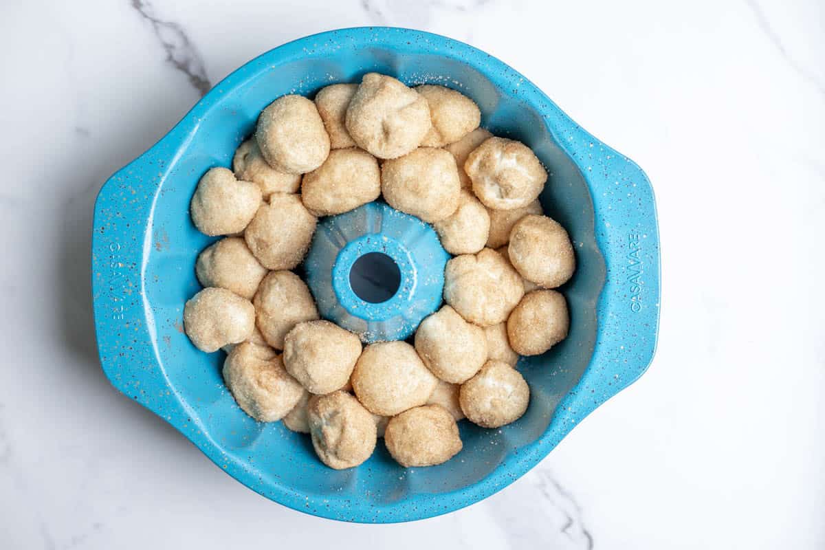 Dough in a bundt pan.