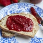 A slice of toast with jam on it.