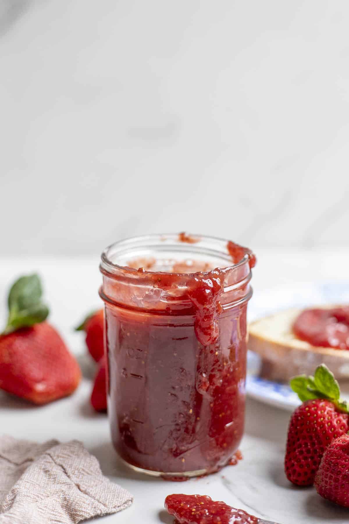A jar of strawberry jam.