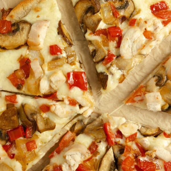 A sliced pizza.