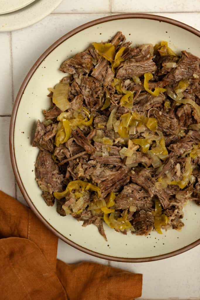 Italian beef on a plate.