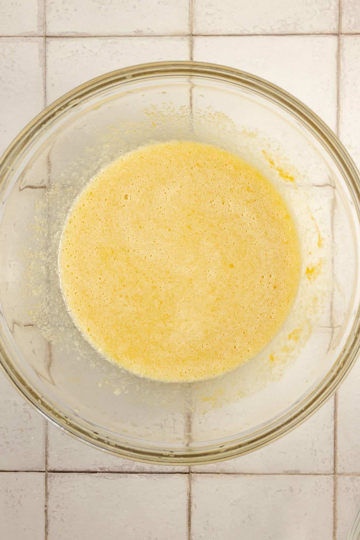 Wet ingredients mixed together in a bowl.