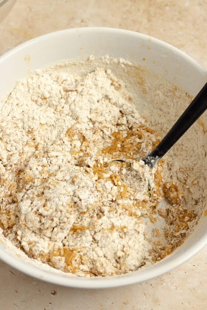 Dry ingredients mixed in a bowl.