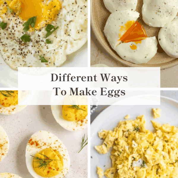 a collage of eggs.