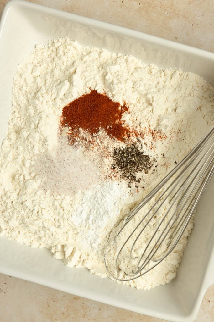 Flour and spices in a bowl.