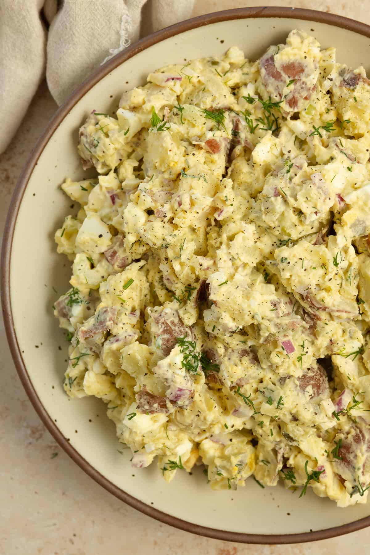 Dill potato salad in a large bowl.