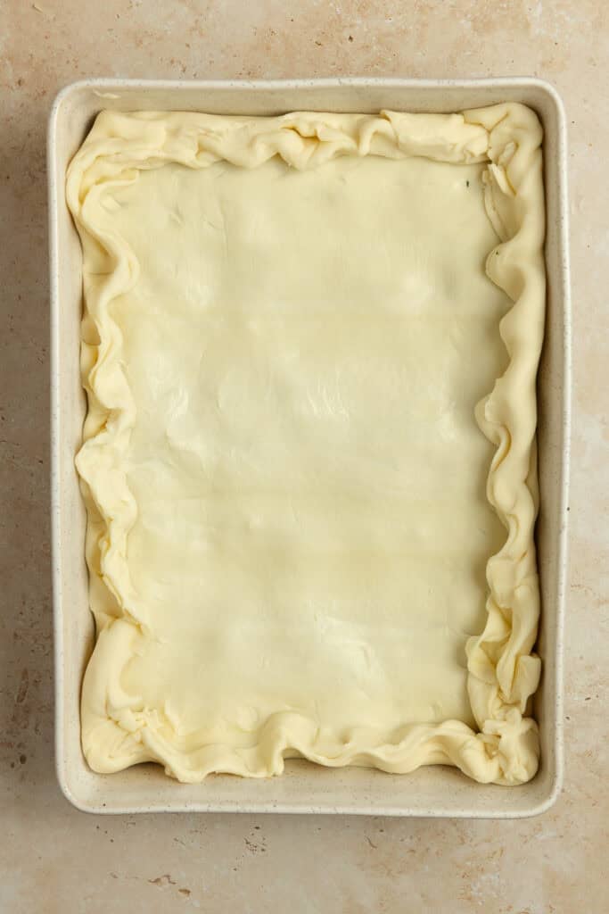 puff pastry dough in a 19x13 baking dish.