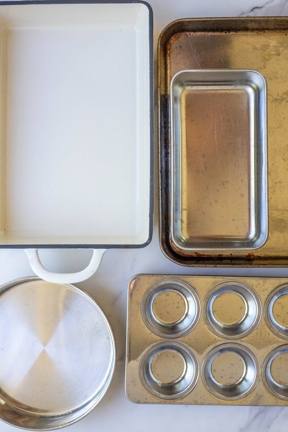 Pots and pans on the countertop.