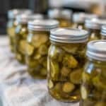 multiple jars of lime pickles on the counter.