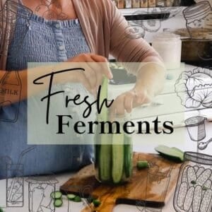A woman making fermented pickles in her kitchen.