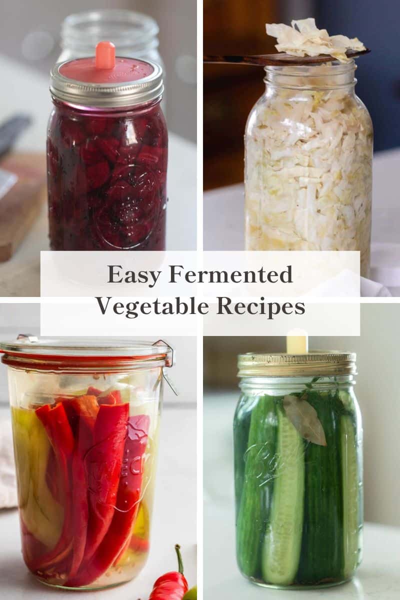 Fermented vegetables in jars.