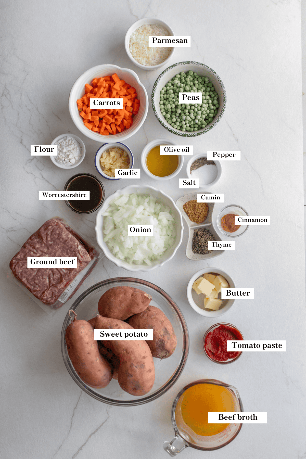 Ingredients on a counter top.