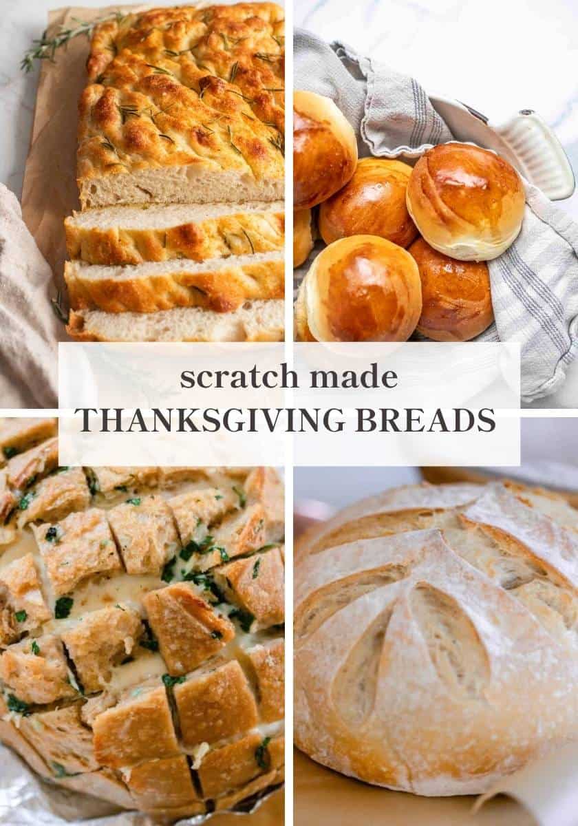 Rolls, focaccia, pull apart bread, and a sourdough boule.