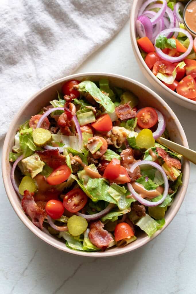 Ingredients tossed together in a bowl.