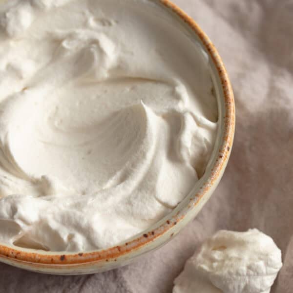 Whipped cream in a bowl.