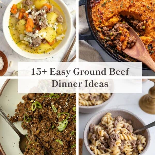 A collage of ground beef dinner recipes.