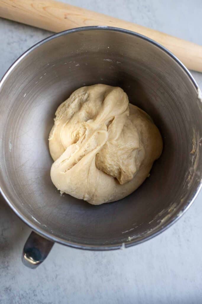Sourdough a greased mixing bowl fermenting.