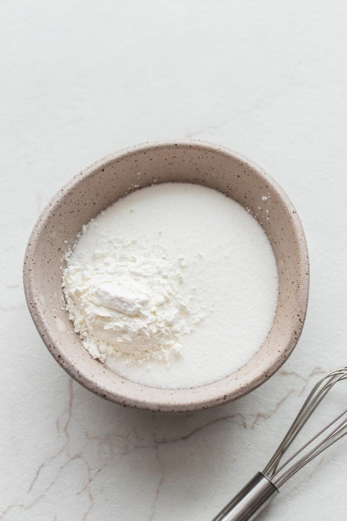 Sugar and corn starch in a bowl.