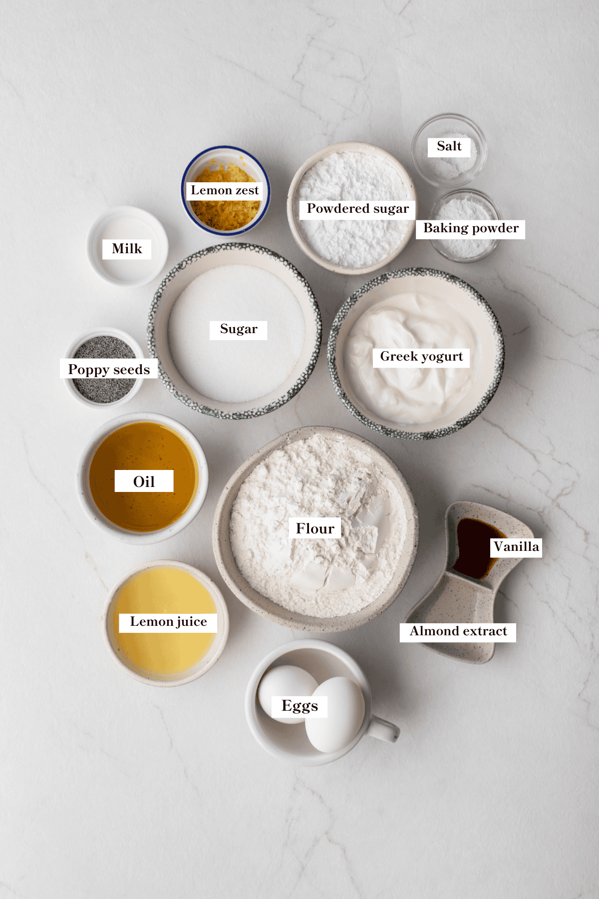 Ingredients on a counter top.