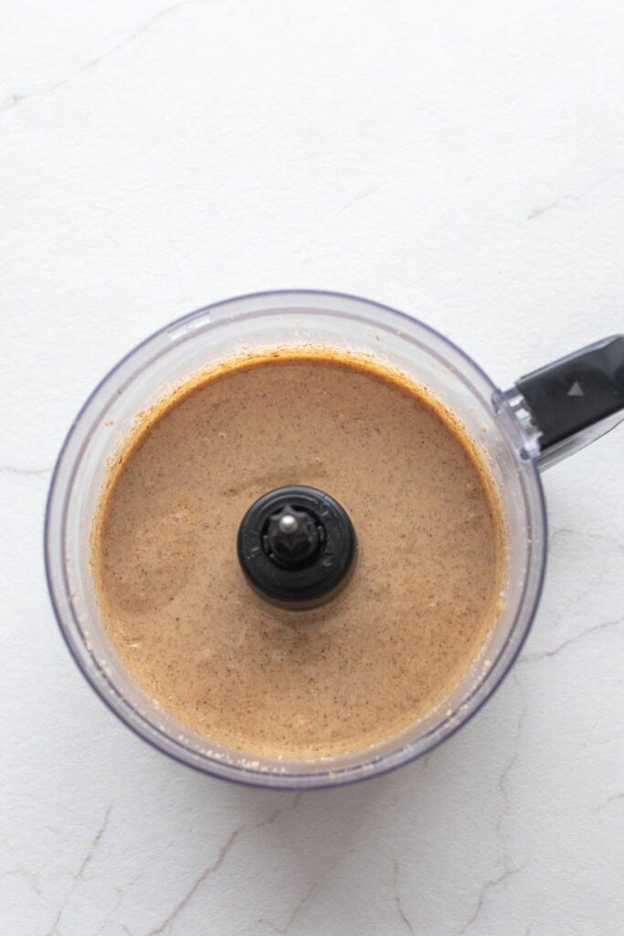 Smooth nut butter in a food processor.