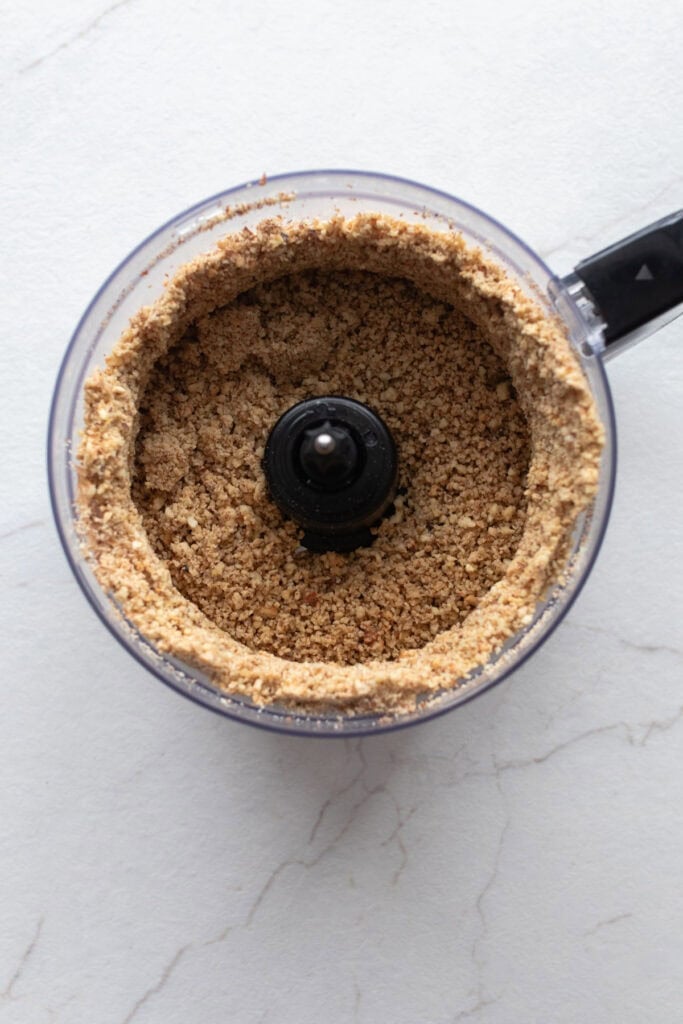 Roughly chopped nuts in a food processor.