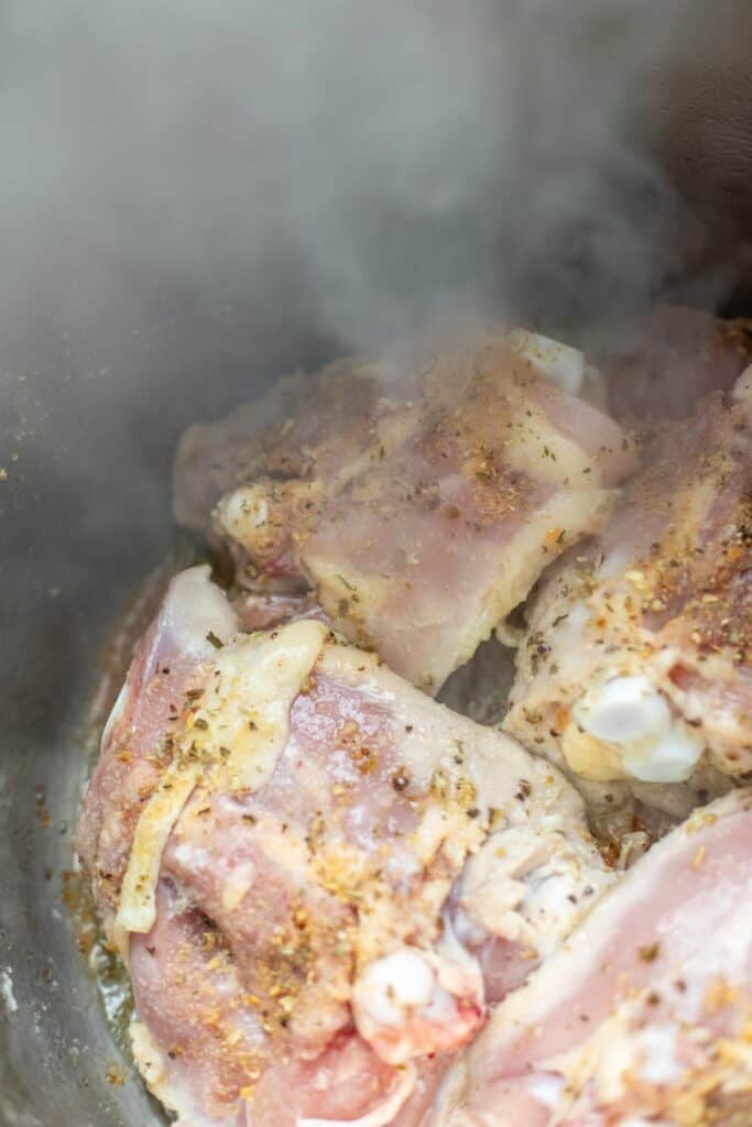Searing four chicken thighs in an Instant Pot