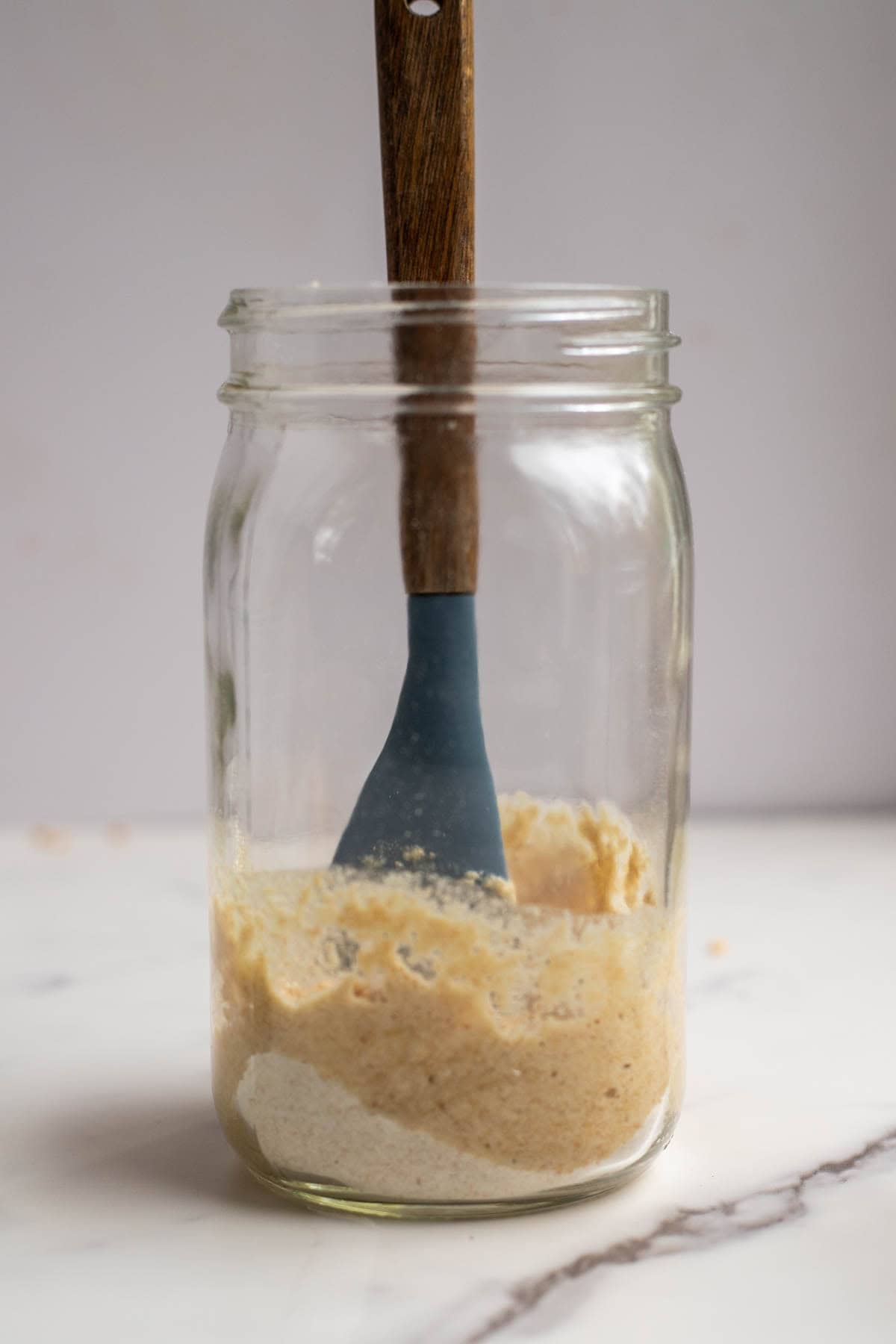 Stirring together flour and water.