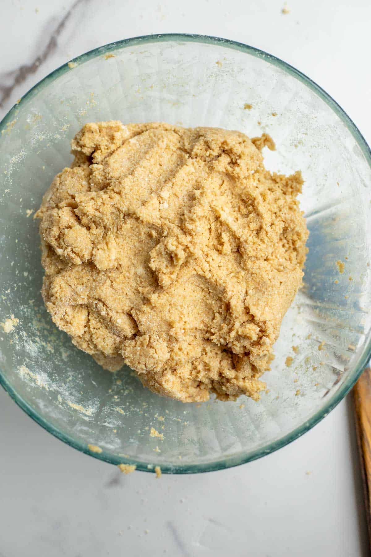 A biscuit dough in a bowl.