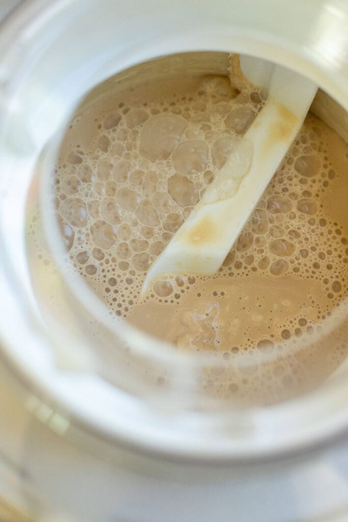Ice cream in an ice cream machine.