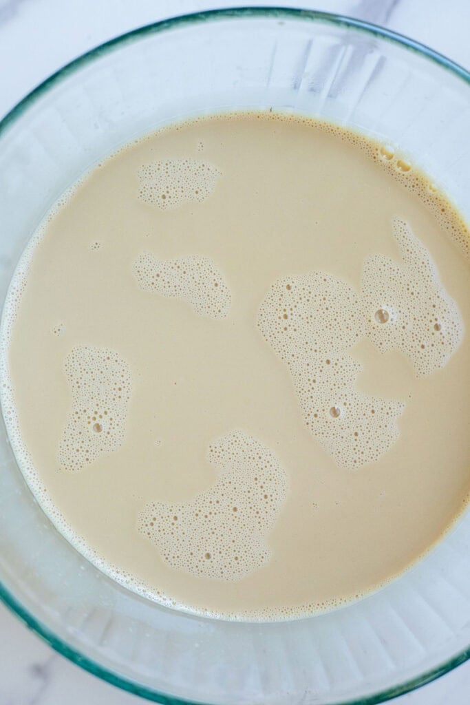Chilled ice cream mixture in a bowl.